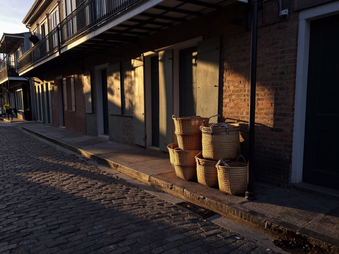 Street Corner in New Orleans at The Early Evening Light in in New Orleans, Louisiana, United States