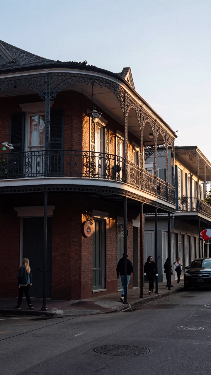 Street Corner in New Orleans at The Early Morning Light in in New Orleans, Louisiana, United States