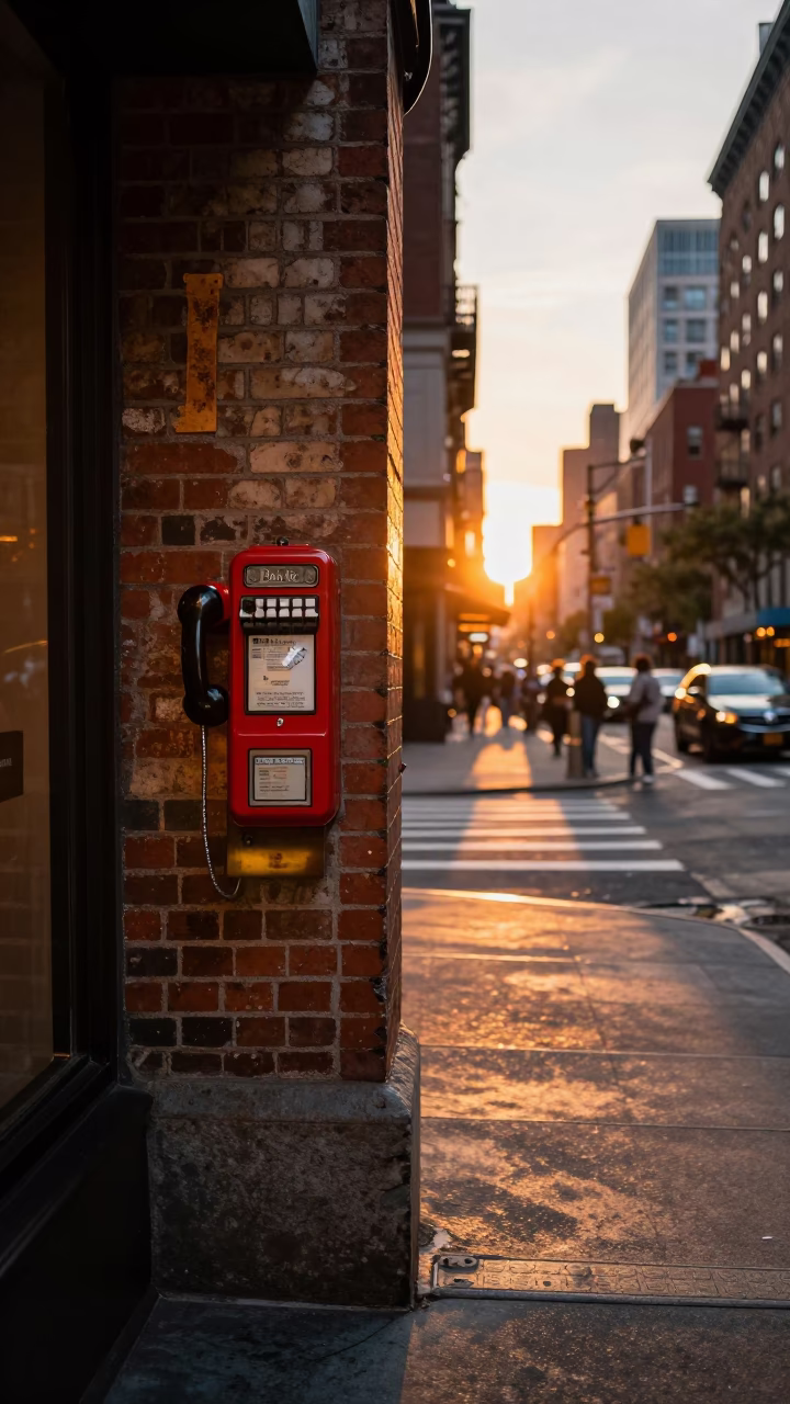 Street Corner in New York at Sunset Light in in New York, New York, United States