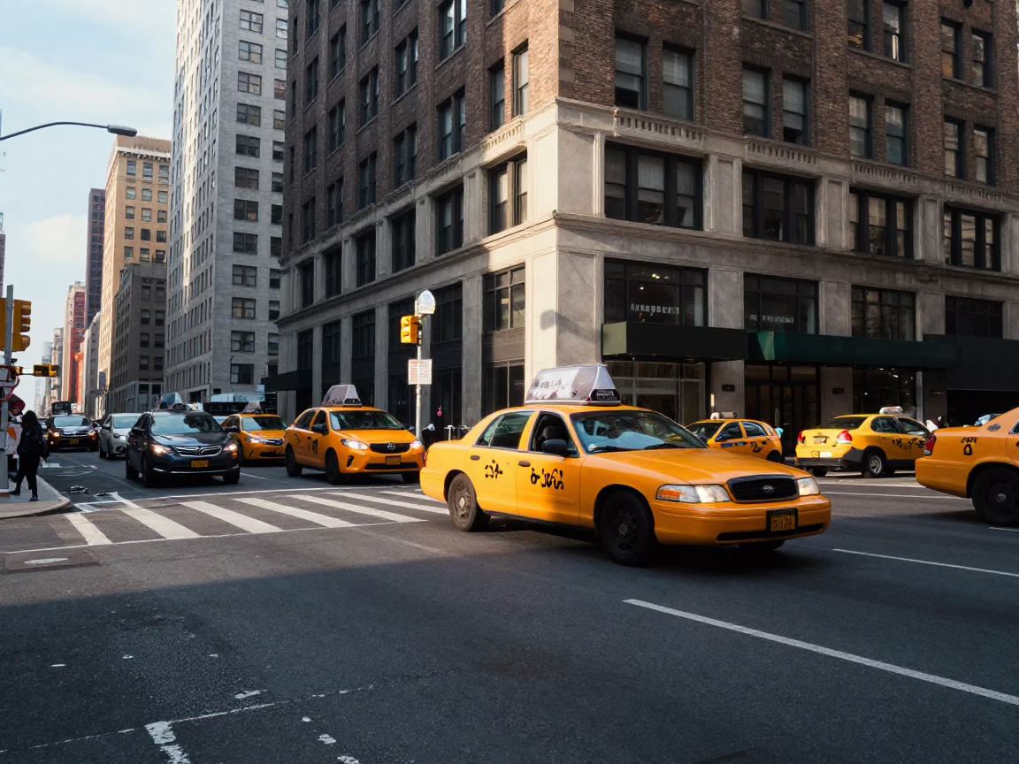 Street Corner in New York at The Early Afternoon Light in in New York, New York, United States
