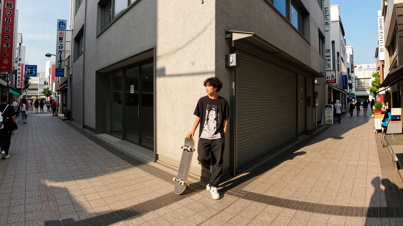 Street Corner in Osaka at The Early Afternoon Light in in Osaka, Japan