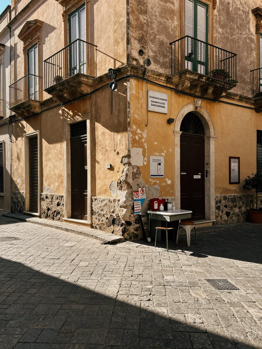 Street Corner in Palermo at The Early Afternoon Light in in Palermo, Italy