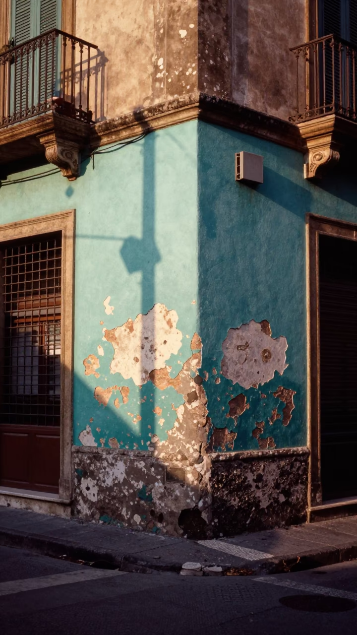 Street Corner in Palermo at The Late Afternoon Light in in Palermo, Italy
