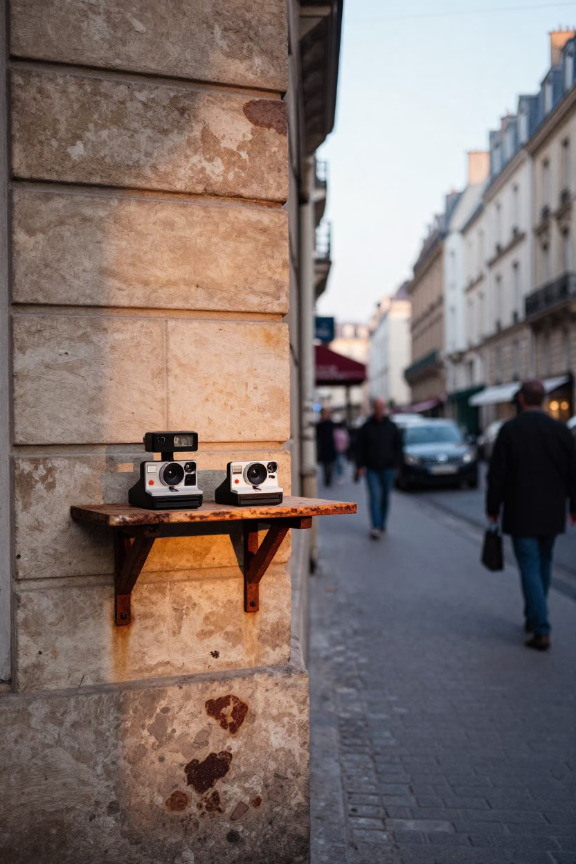 Street Corner in Paris at As First Light Reaches The Scene in in Paris, France