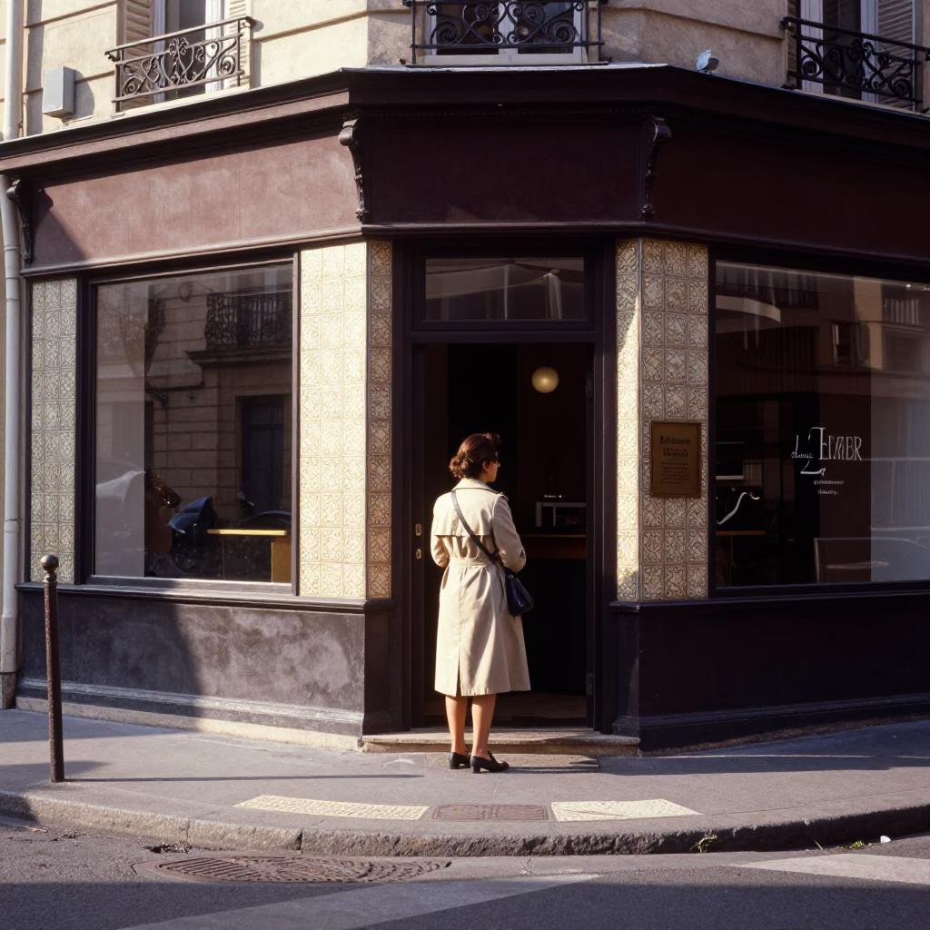 Street Corner in Paris at The Early Afternoon Light in in Paris, France