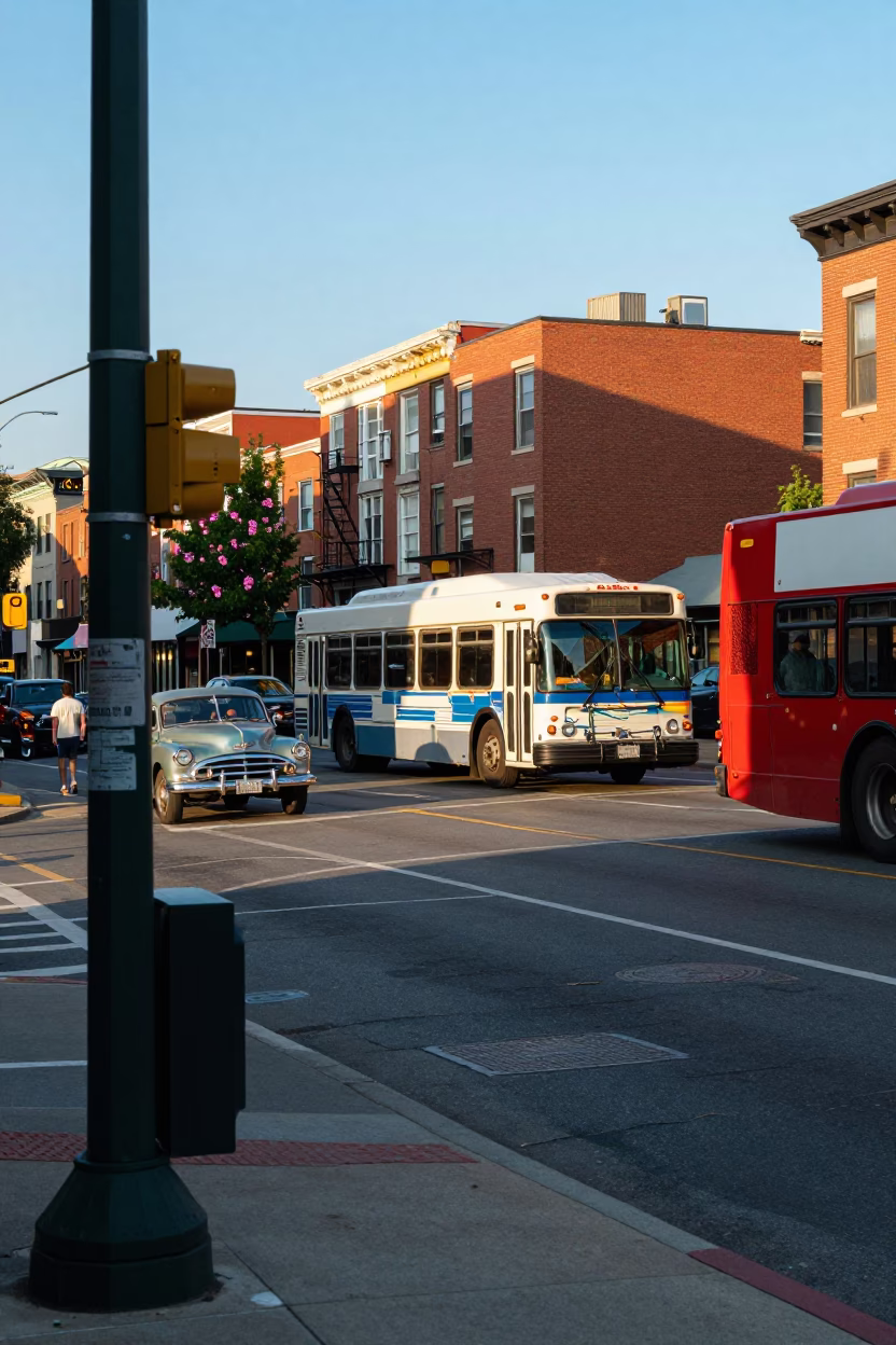 Street Corner in Philadelphia at Clear Late-afternoon Light in in Philadelphia, Pennsylvania, United States