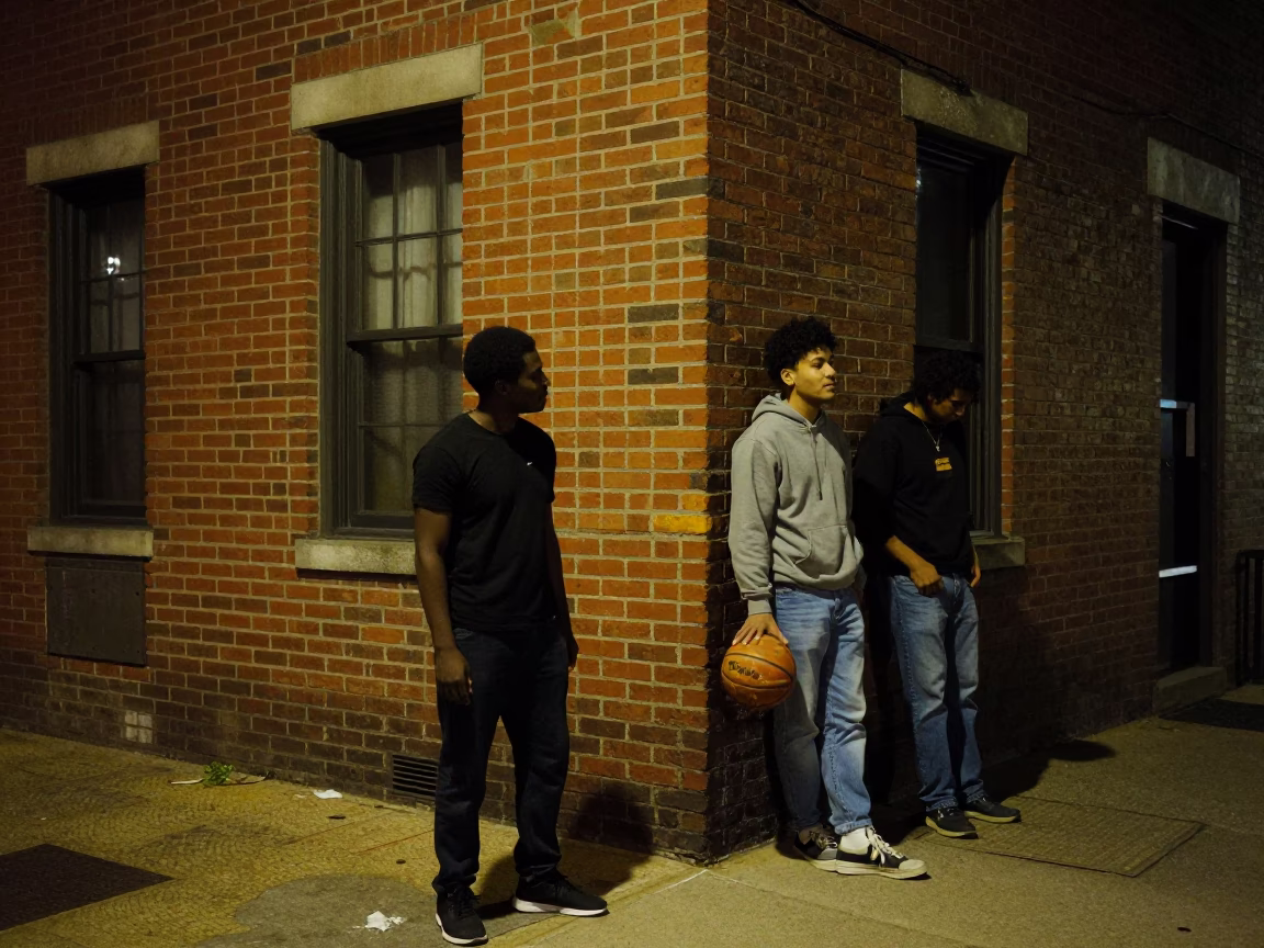 Street Corner in Philadelphia at Late At Night Light in in Philadelphia, Pennsylvania, United States