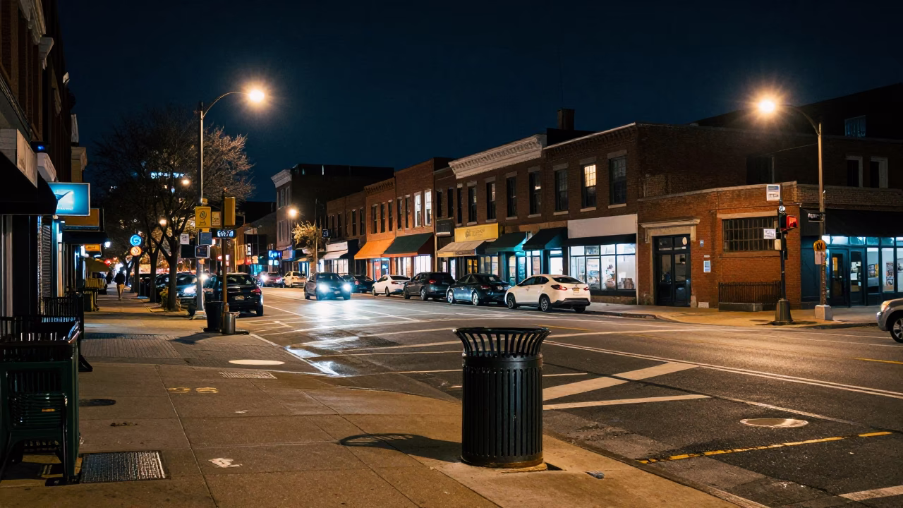 Street Corner in Philadelphia at The Deepest Night Sky Light in in Philadelphia, Pennsylvania, United States