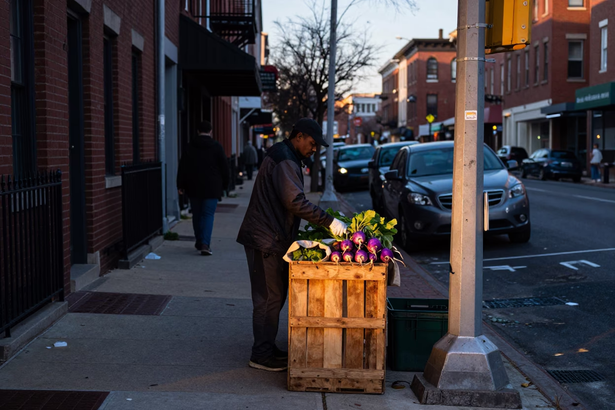 Street Corner in Philadelphia at The Early Morning Light in in Philadelphia, Pennsylvania, United States