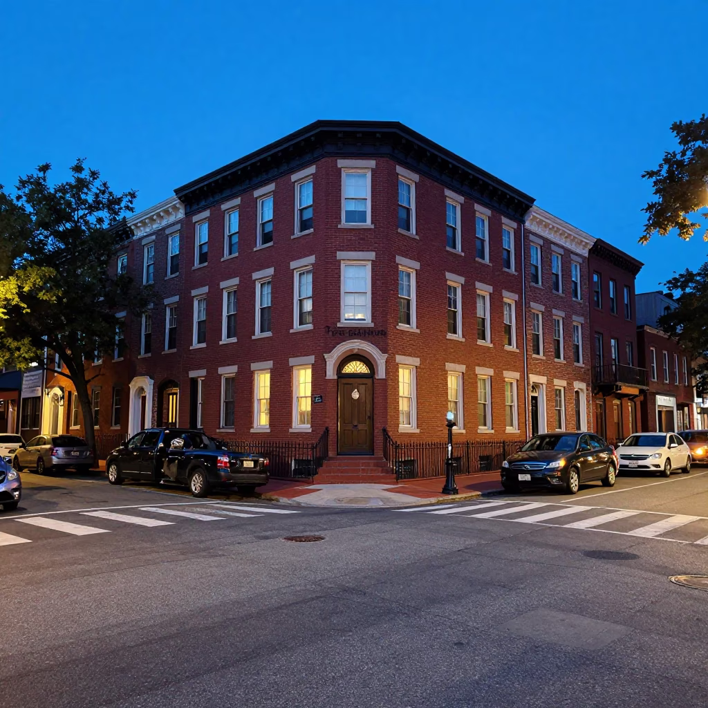 Street Corner in Philadelphia at The Last Blue Light Of Evening in in Philadelphia, Pennsylvania, United States