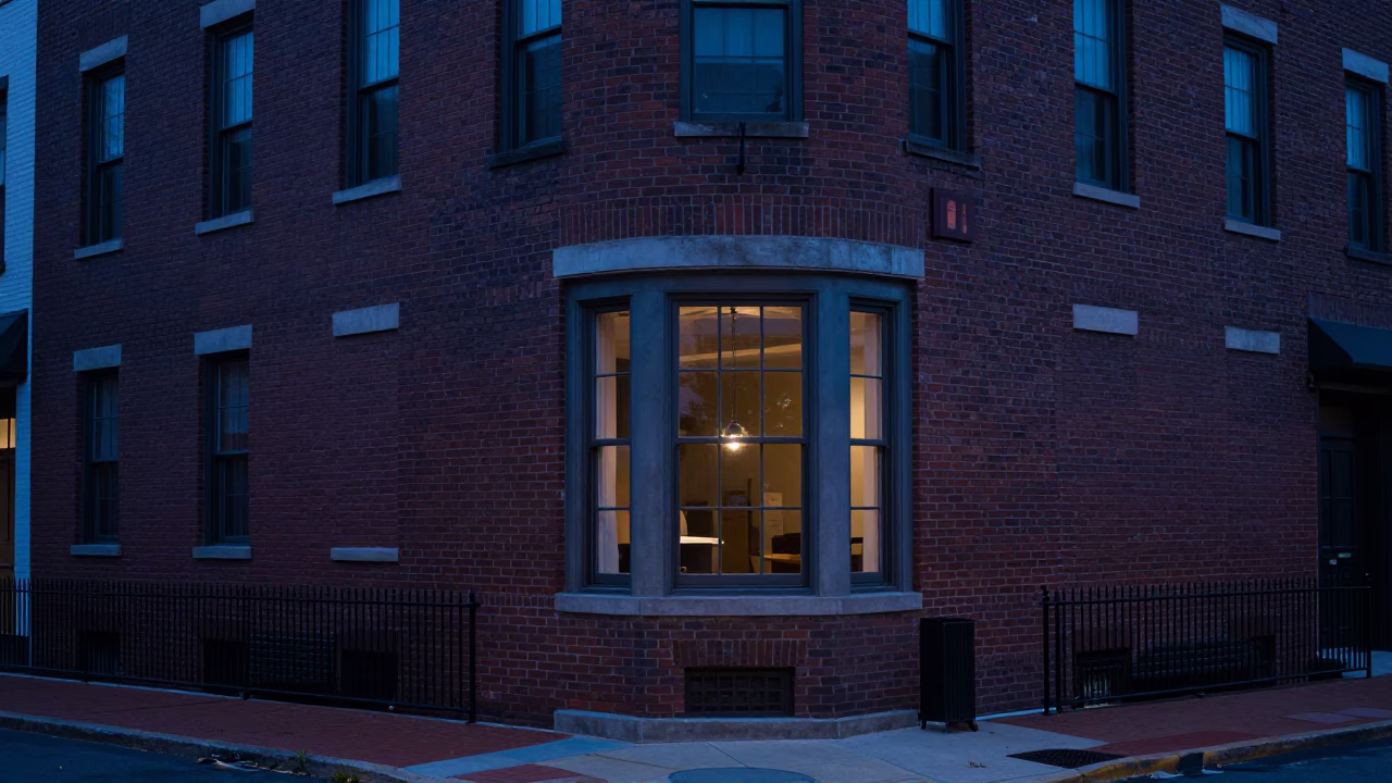 Street Corner in Philadelphia at The Still Hours Before Dawn Light in in Philadelphia, Pennsylvania, United States