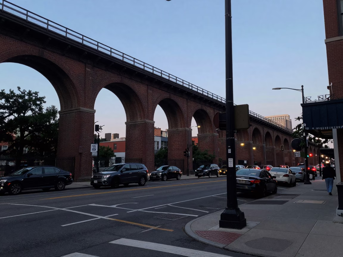 Street Corner in Philadelphia at Twilight in in Philadelphia, Pennsylvania, United States