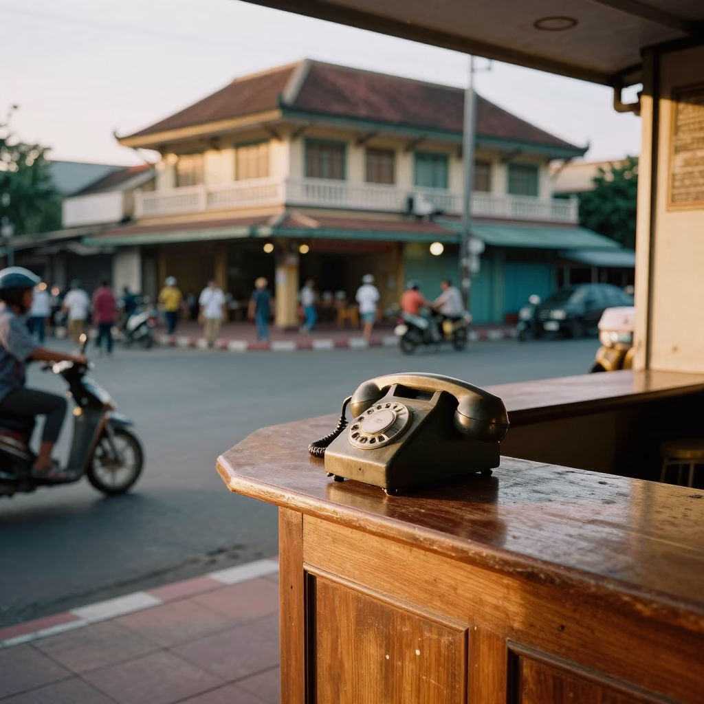Street Corner in Phnom Penh at Golden Hour in in Phnom Penh, Cambodia