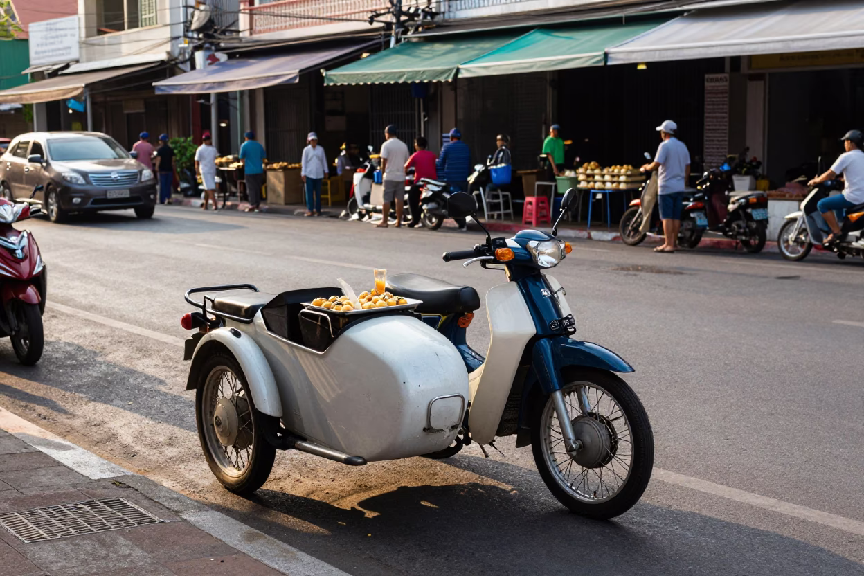 Street Corner in Phuket at Clear Late-afternoon Light in in Phuket, Thailand
