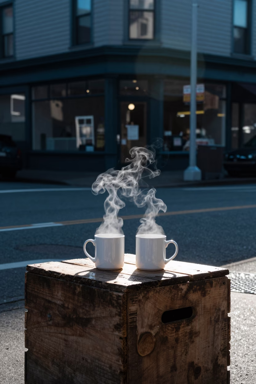 Street Corner in Portland at Early Morning Light in in Portland, Oregon, United States