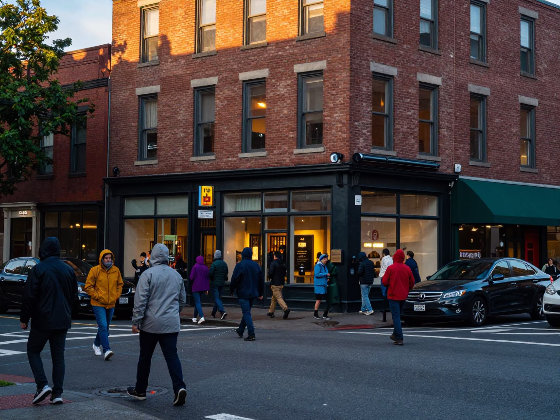 Street Corner in Portland at The Early Evening Light in in Portland, Oregon, United States