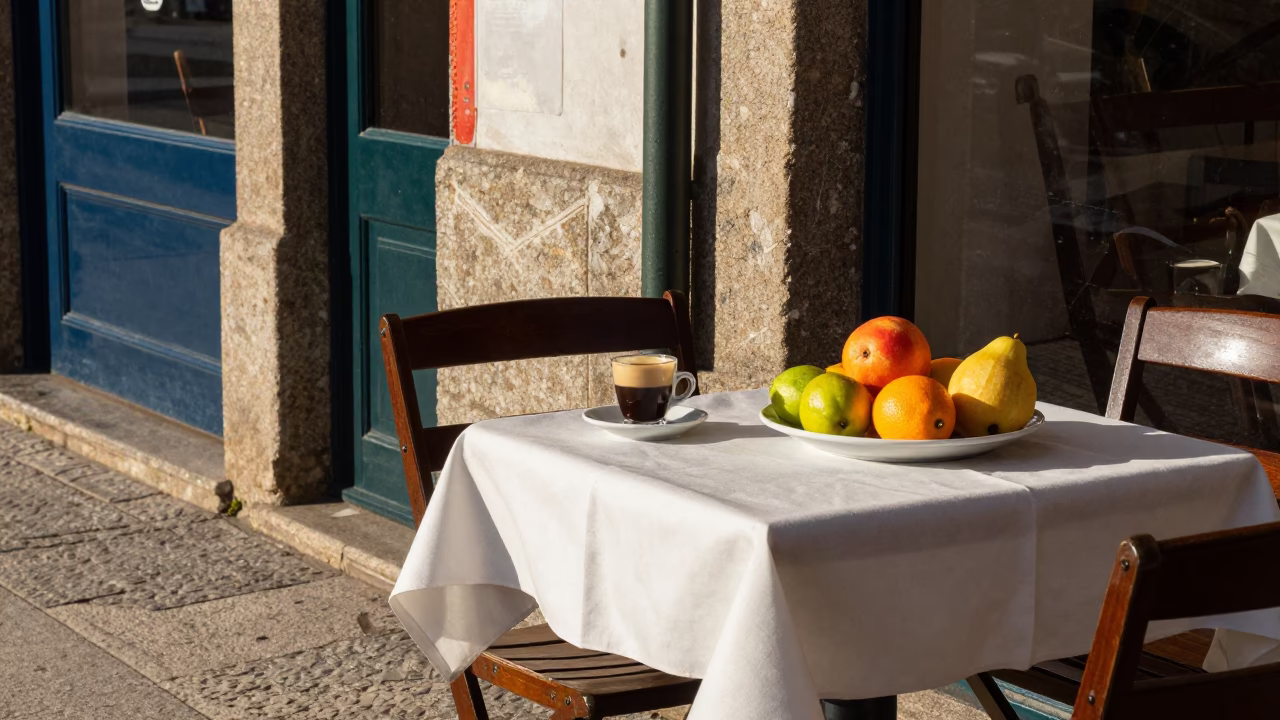 Street Corner in Porto at Clear Late-afternoon Light in in Porto, Portugal