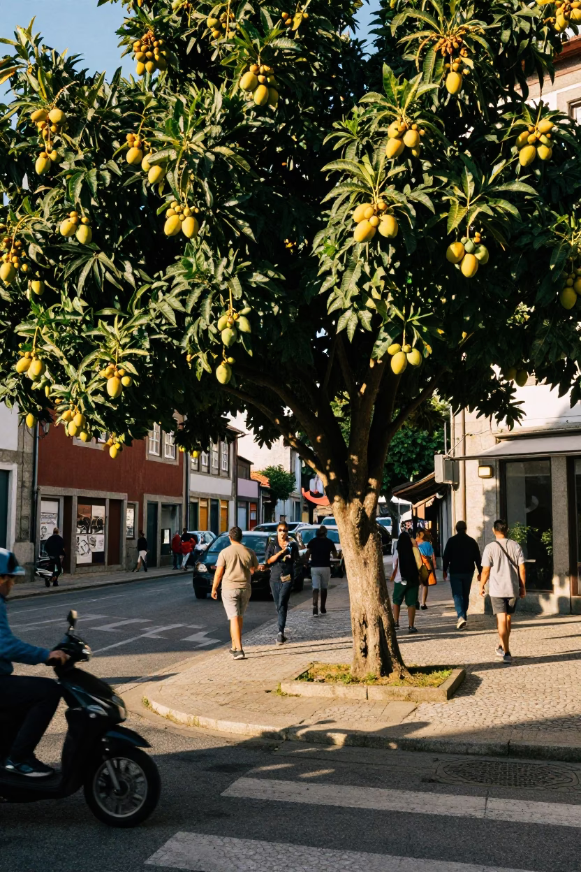 Street Corner in Porto at The Early Afternoon Light in in Porto, Portugal