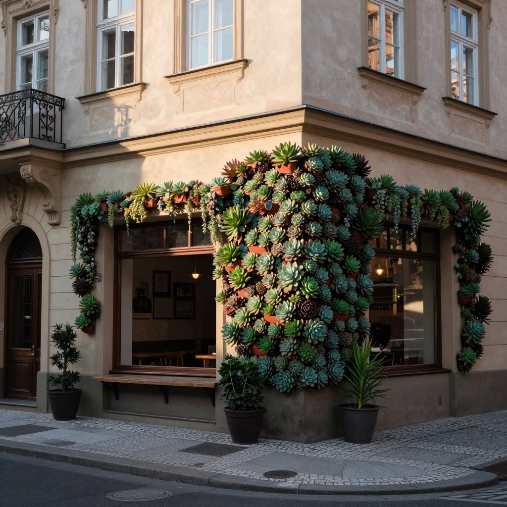 Street Corner in Prague at As First Light Reaches The Scene in in Prague, Czech Republic