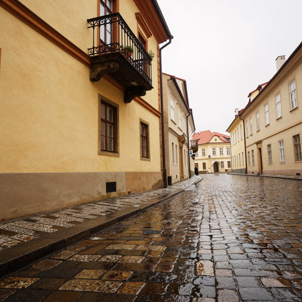 Street Corner in Prague in in Prague, Czech Republic