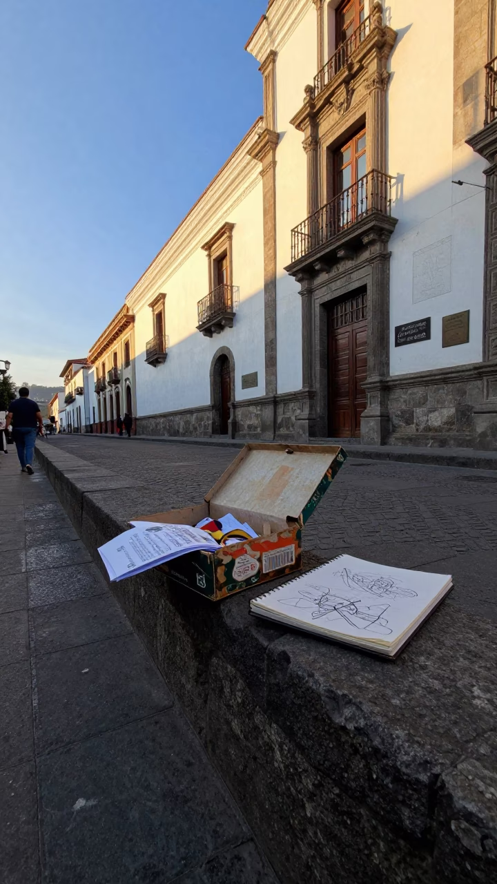Street Corner in Quito at Clear Late-afternoon Light in in Quito, Ecuador
