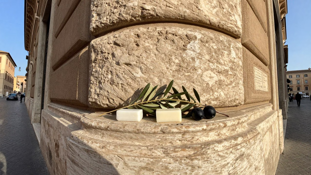 Street Corner in Rome at The Early Afternoon Light in in Rome, Italy