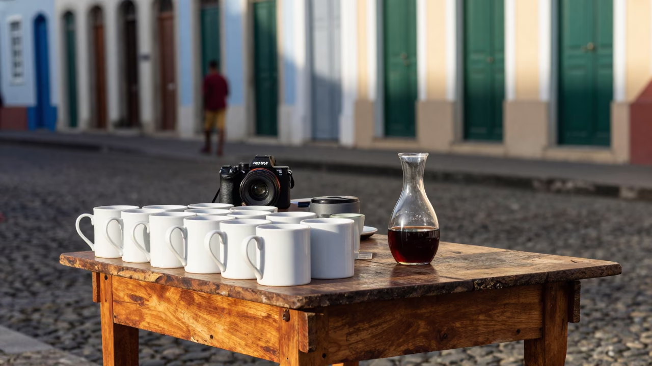 Street Corner in Salvador at The Early Afternoon Light in in Salvador, Brazil