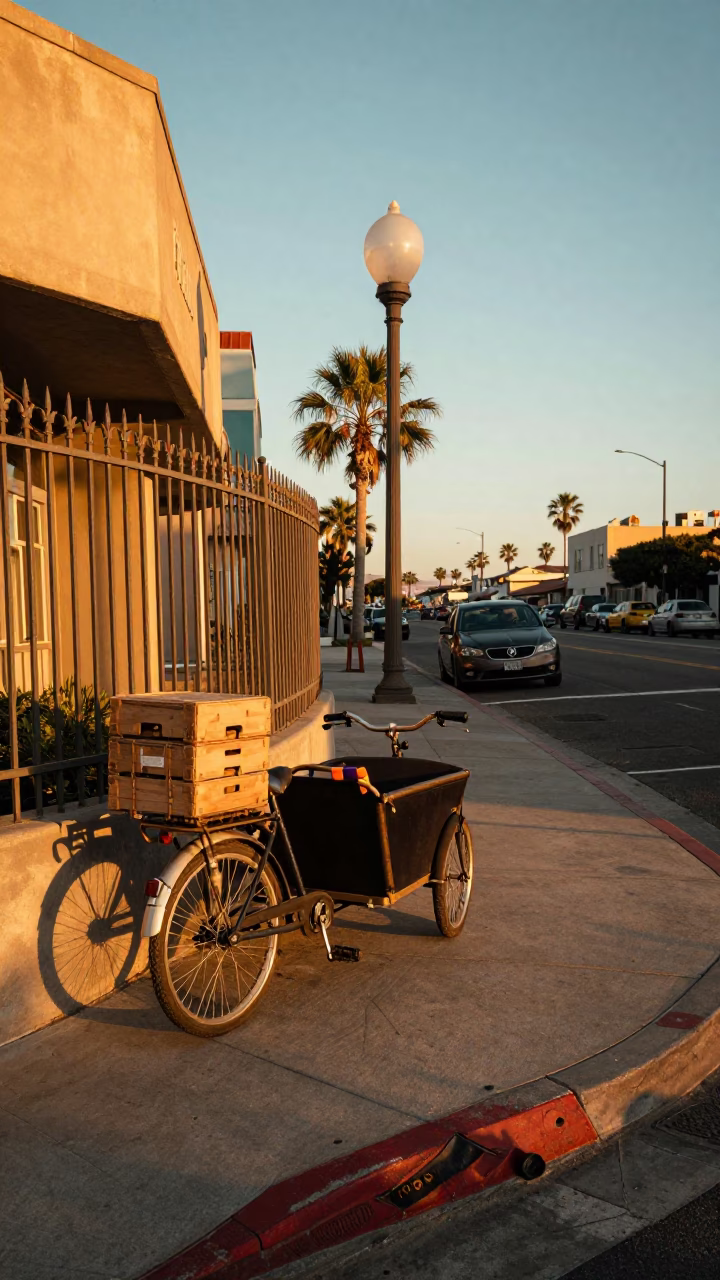 Street Corner in San Diego at Honeyed Evening Light in in San Diego, California, United States