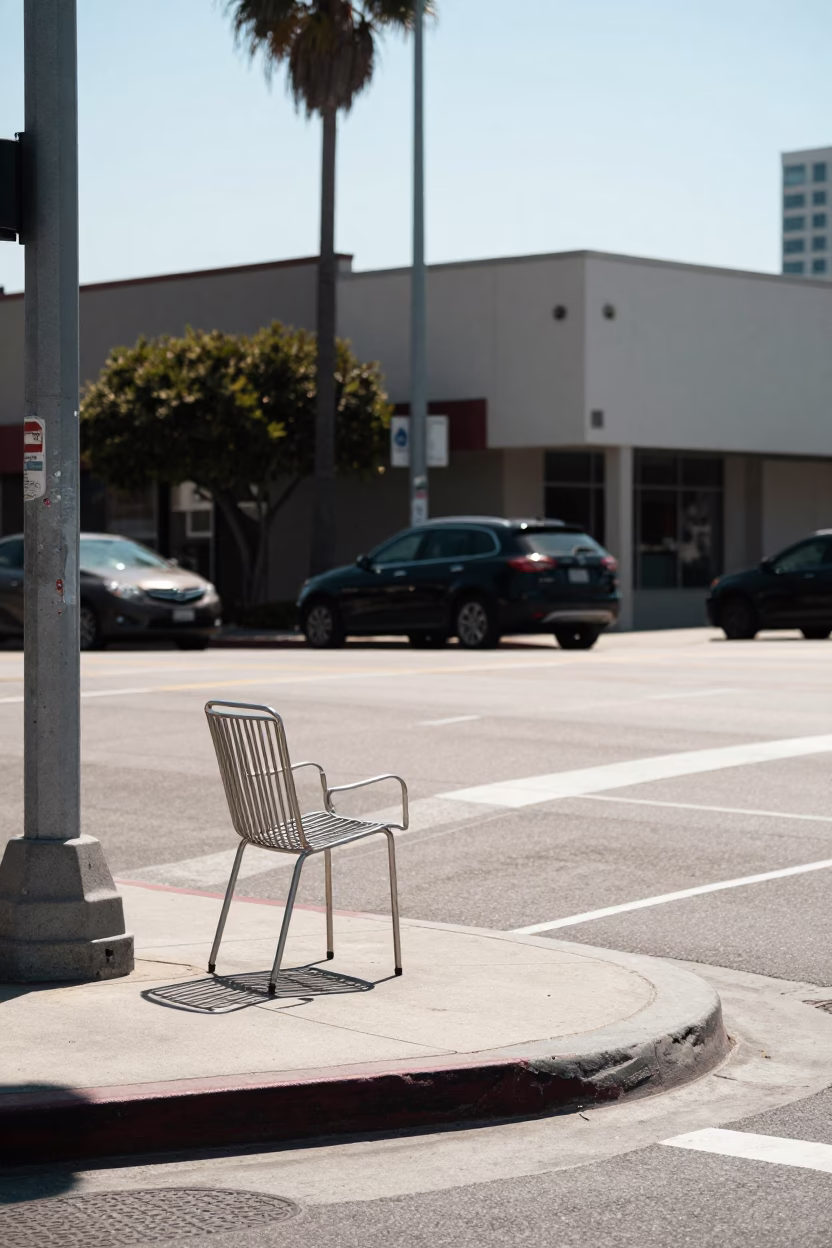 Street Corner in San Diego at The Flat Glare Of Noon Light in in San Diego, California, United States