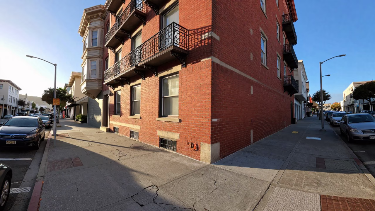 Street Corner in San Francisco at As First Light Reaches The Scene in in San Francisco, California, United States