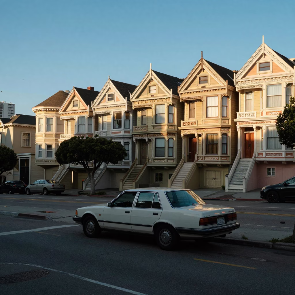 Street Corner in San Francisco at Clear Late-afternoon Light in in San Francisco, California, United States