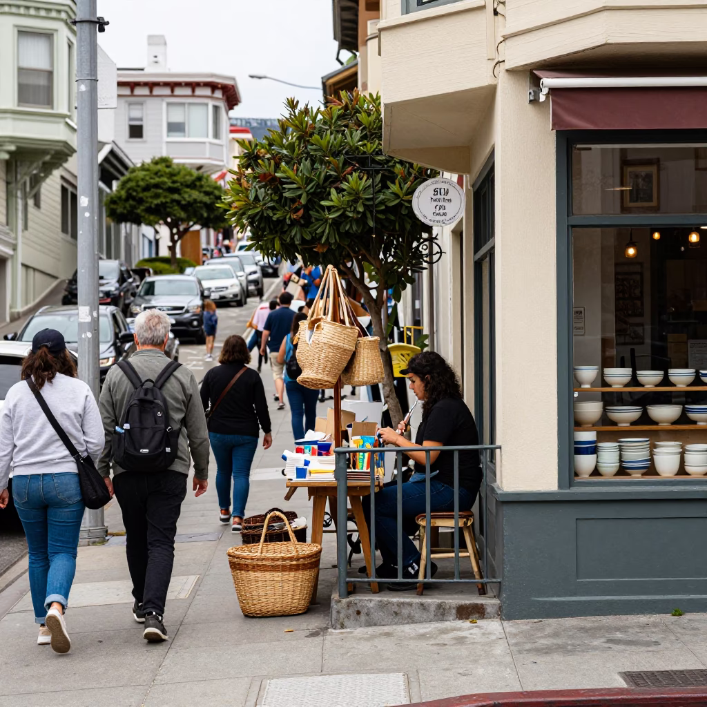 Street Corner in San Francisco at Midday Light in in San Francisco, California, United States