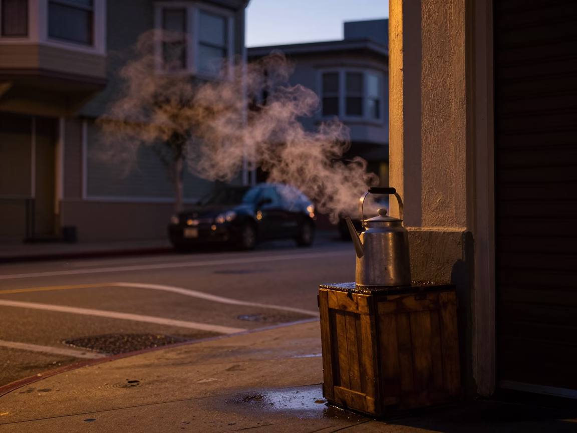 Street Corner in San Francisco at The Predawn Darkness Light in in San Francisco, California, United States