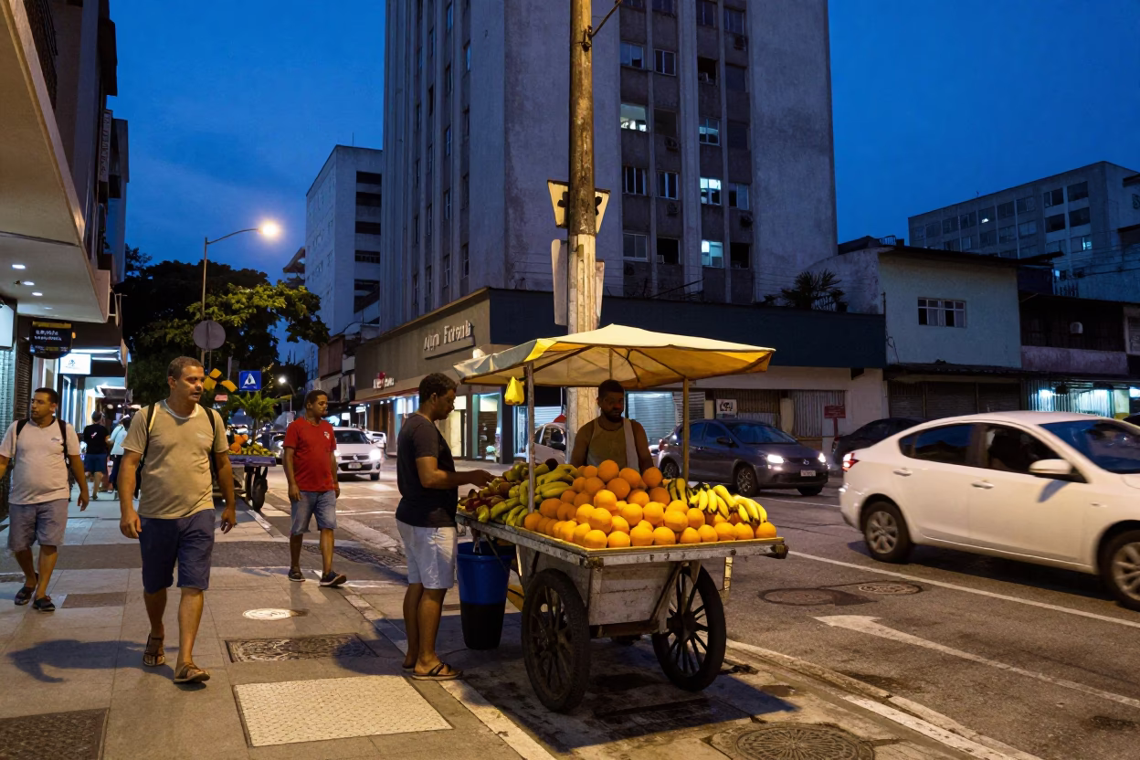 Street Corner in São Paulo at Blue Hour in in São Paulo, Brazil