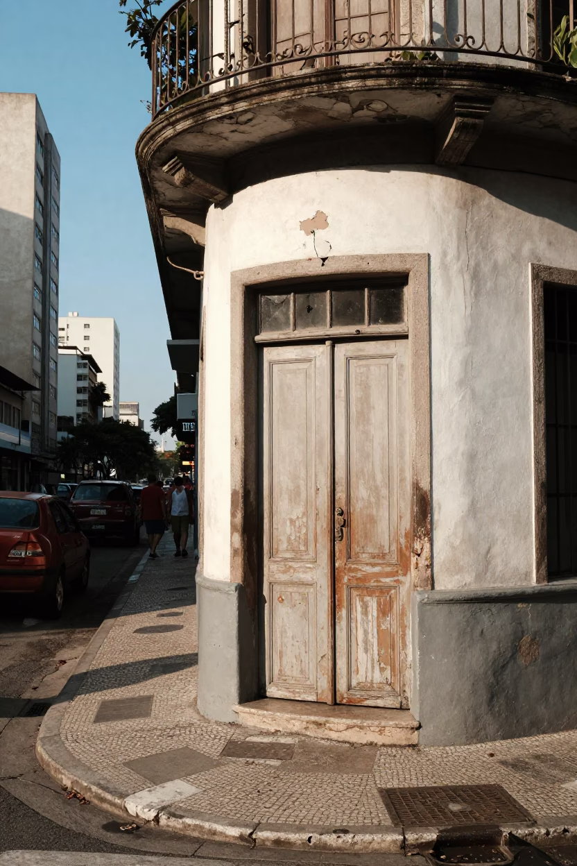 Street Corner in São Paulo at Clear Late-afternoon Light in in São Paulo, Brazil