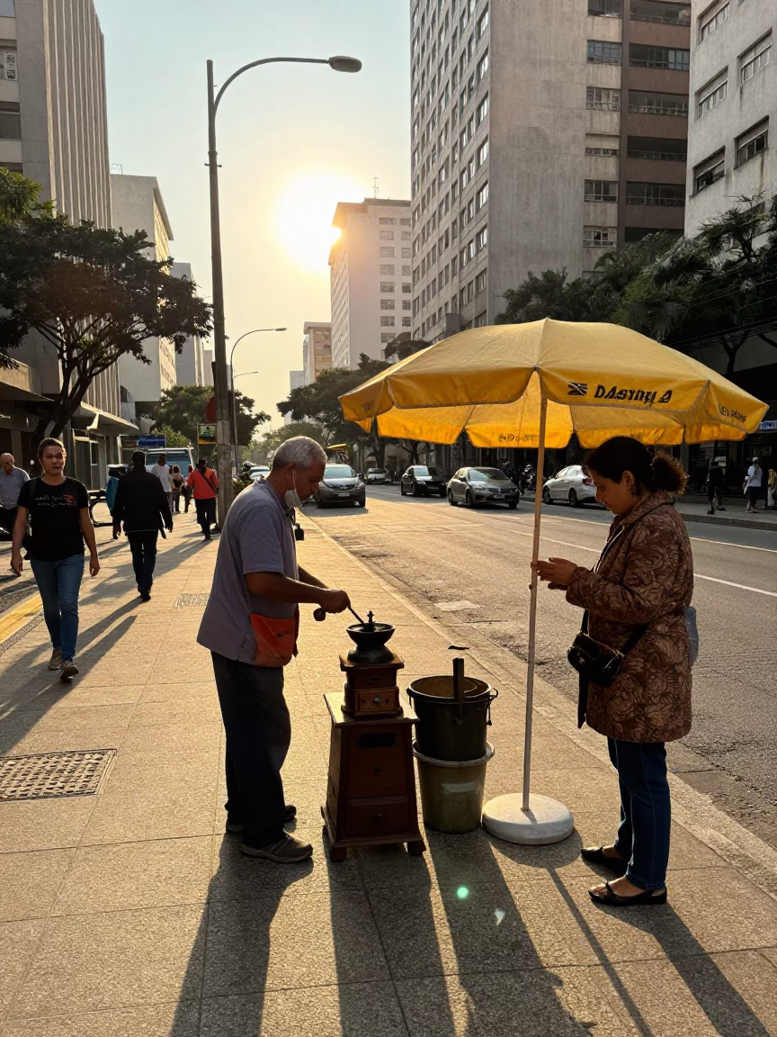 Street Corner in São Paulo at Golden Hour in in São Paulo, Brazil