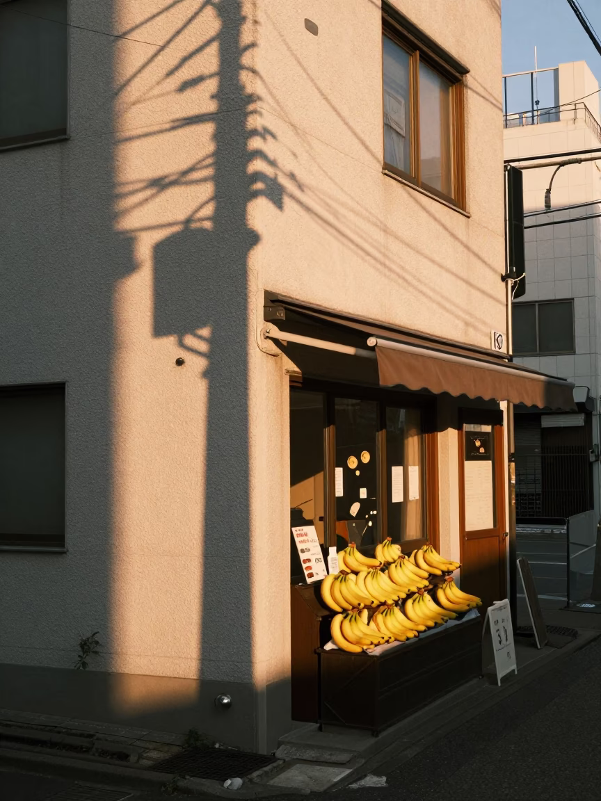 Street Corner in Sapporo at Honeyed Evening Light in in Sapporo, Japan