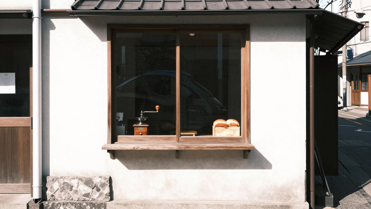 Street Corner in Sapporo at The Flat Glare Of Noon Light in in Sapporo, Japan