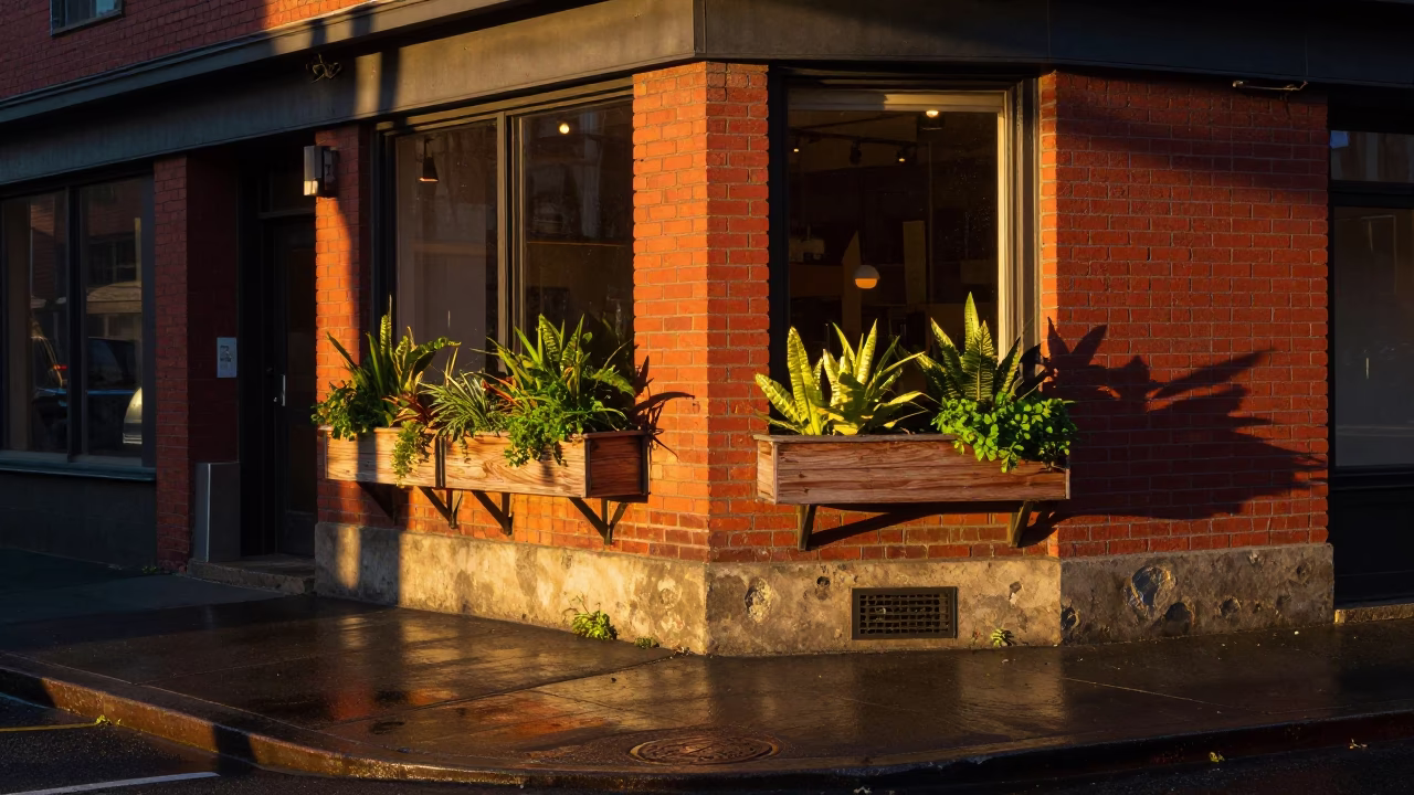 Street Corner in Seattle at Golden Hour in in Seattle, Washington, United States