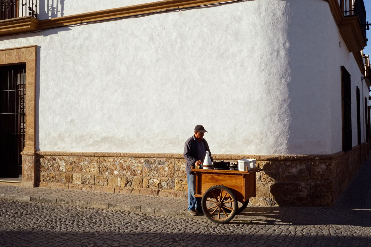 Street Corner in Seville at The Late Morning Light in in Seville, Spain