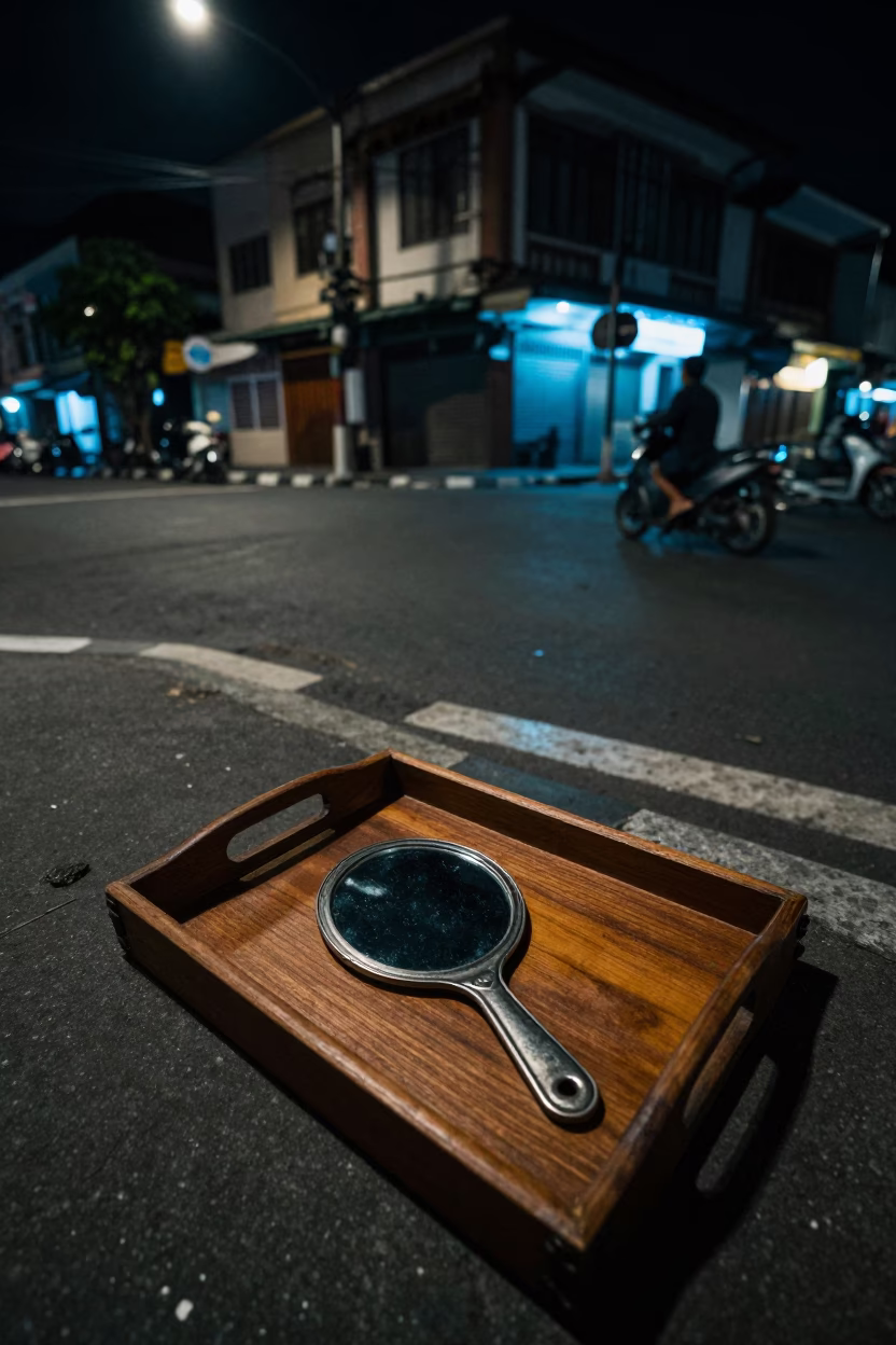 Street Corner in Surabaya at Deep In The Night Light in in Surabaya, Indonesia