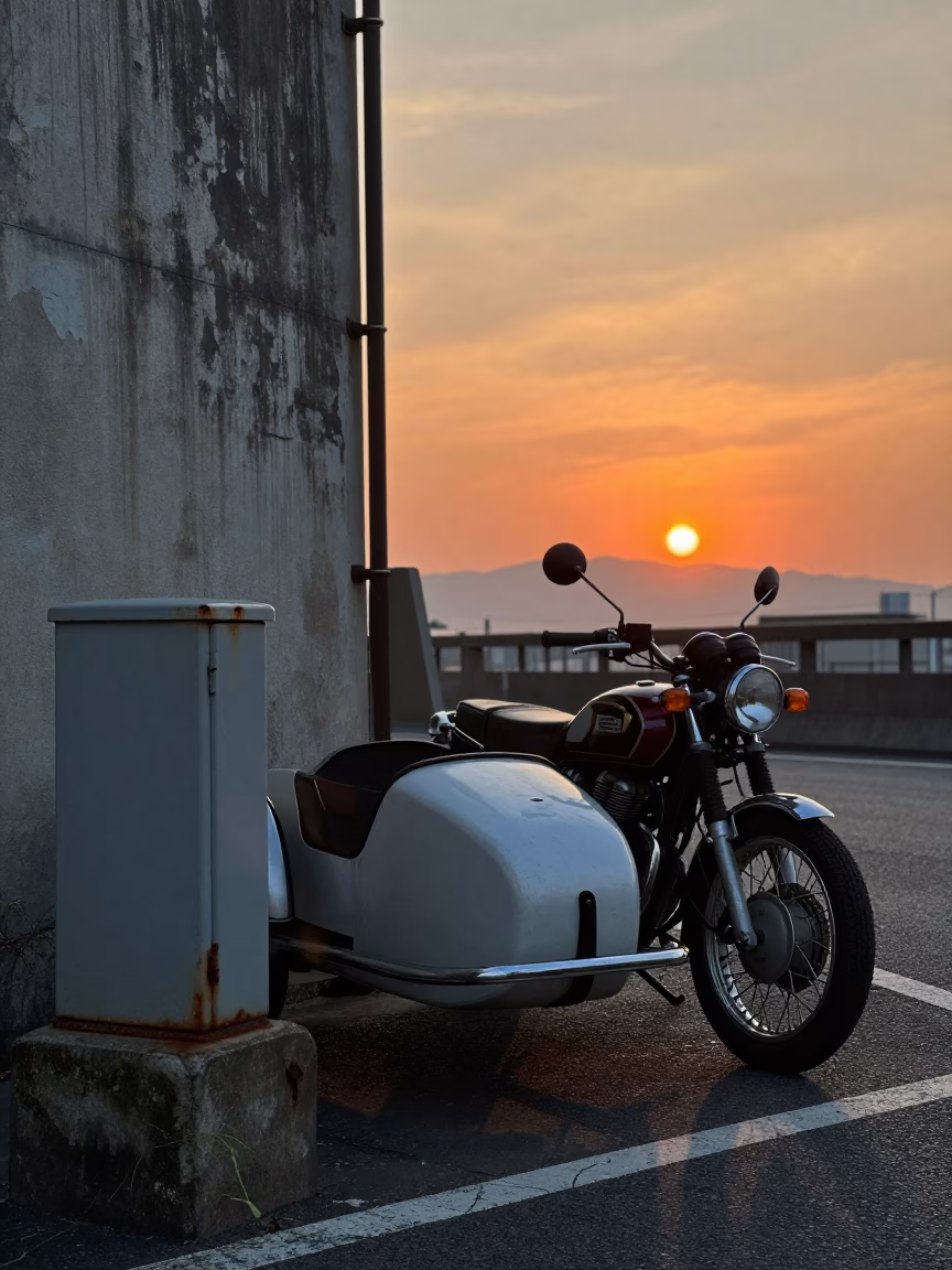 Street Corner in Tokyo at As The Sun Drops Toward The Horizon in in Tokyo, Japan