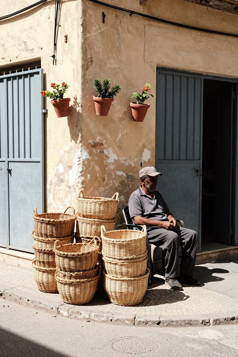 Street Corner in Tunis at Midday Light in in Tunis, Tunisia