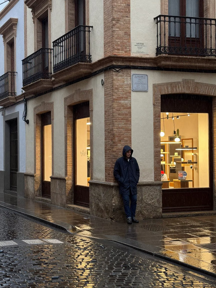 Street Corner in Valencia at Dusk Light in in Valencia, Spain