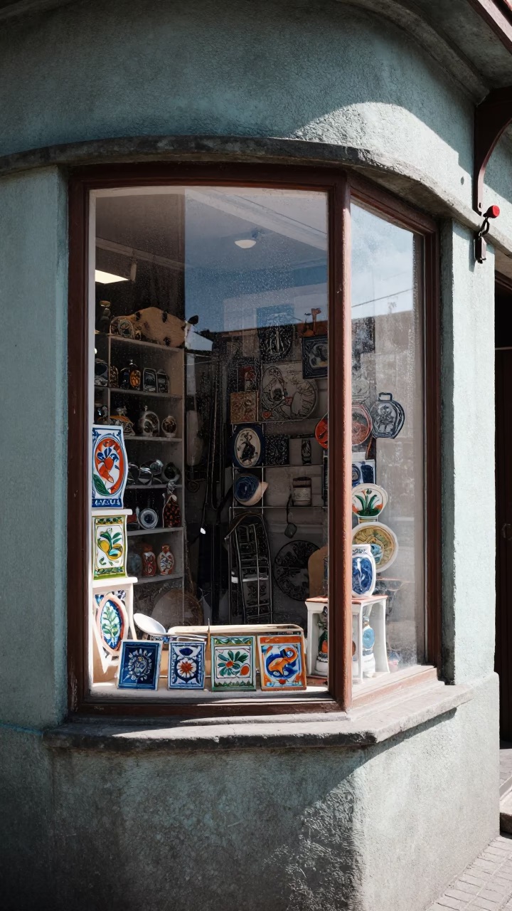 Street Corner in Valparaiso at Flat Noon Light in in Valparaiso, Chile
