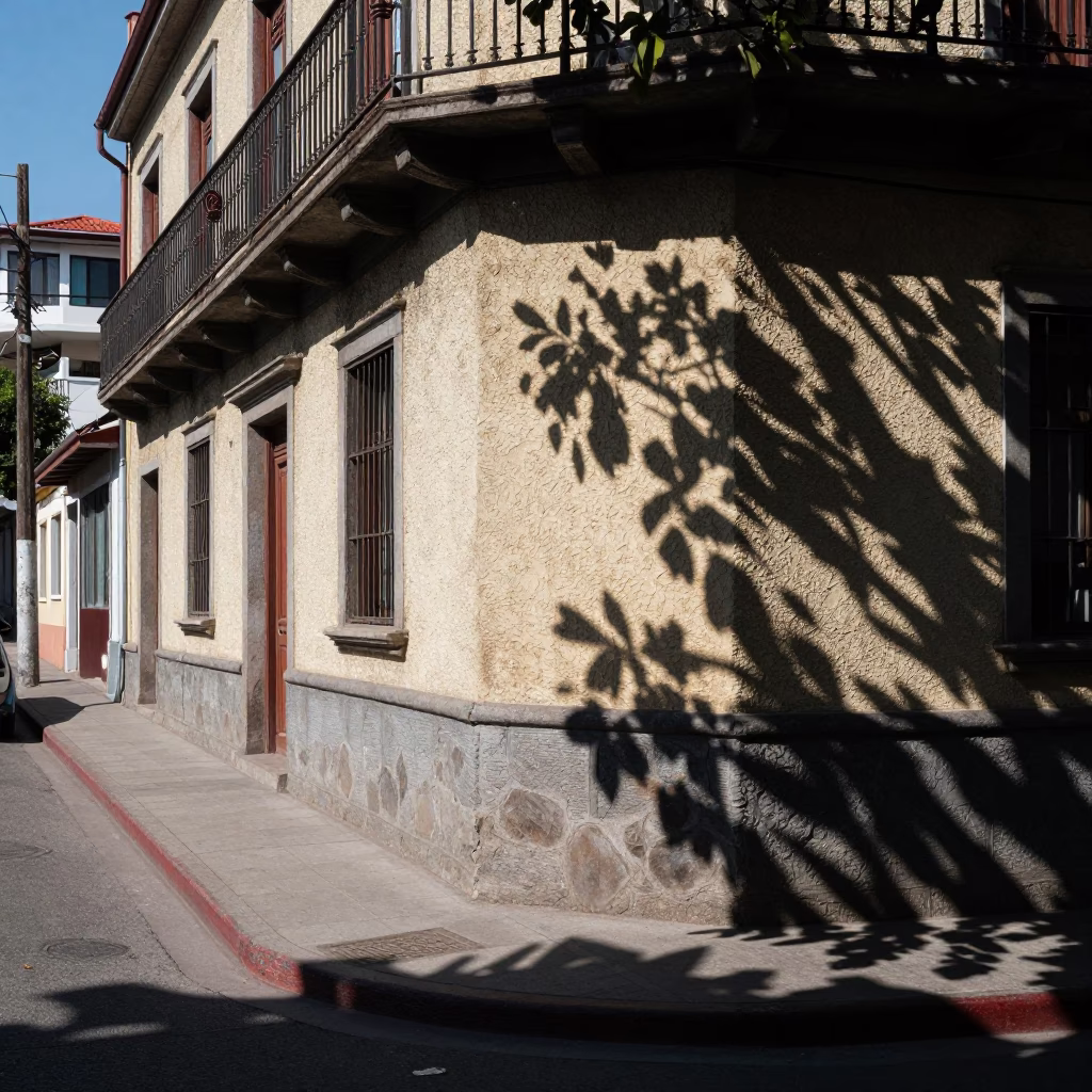Street Corner in Valparaiso at Midday Light in in Valparaiso, Chile