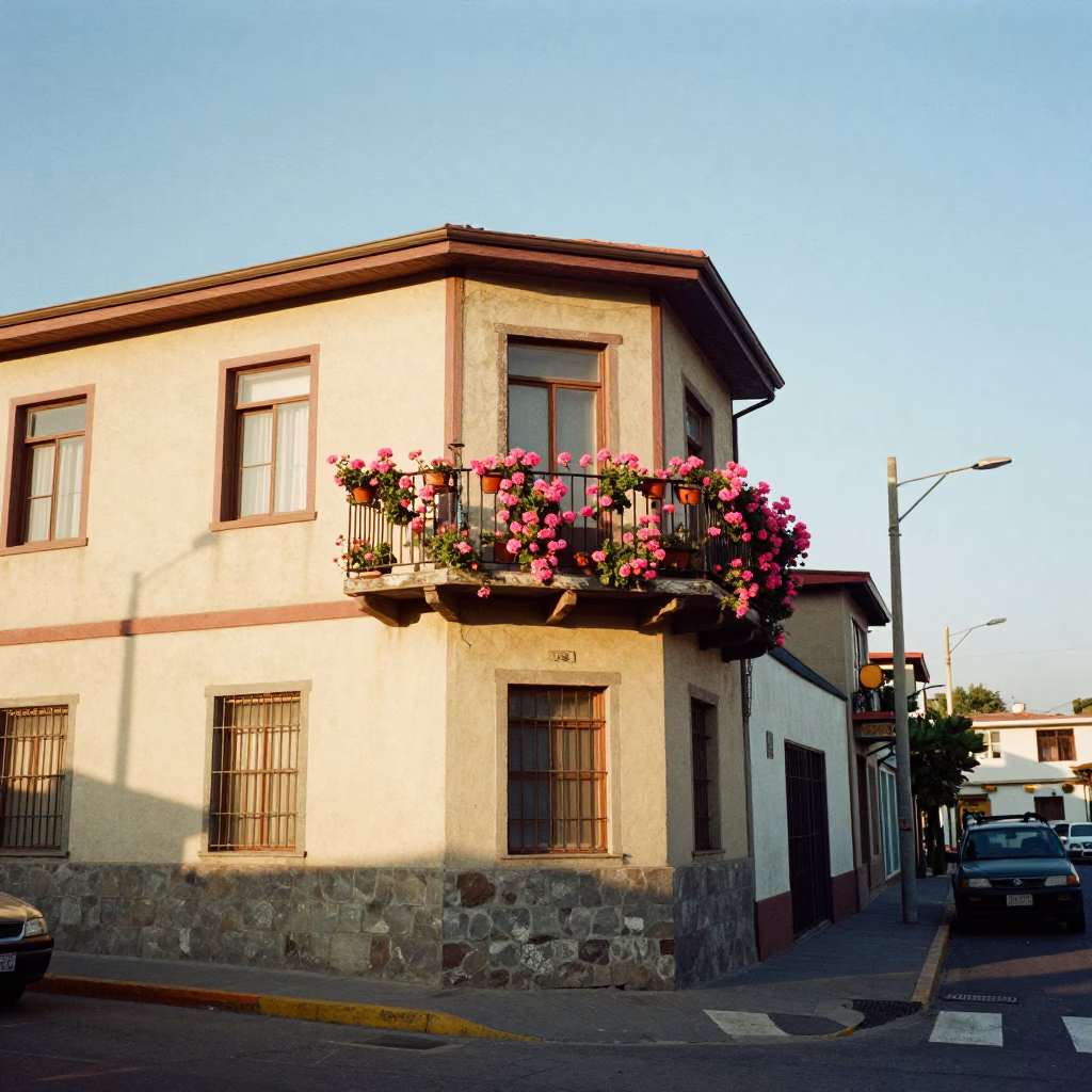 Street Corner in Valparaiso at The Early Afternoon Light in in Valparaiso, Chile