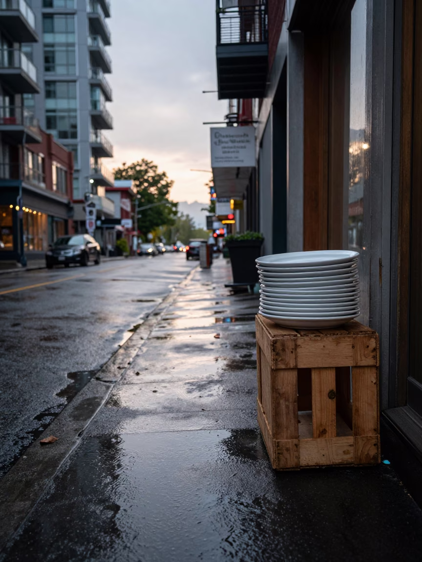 Street Corner in Vancouver at First Light in in Vancouver, British Columbia, Canada