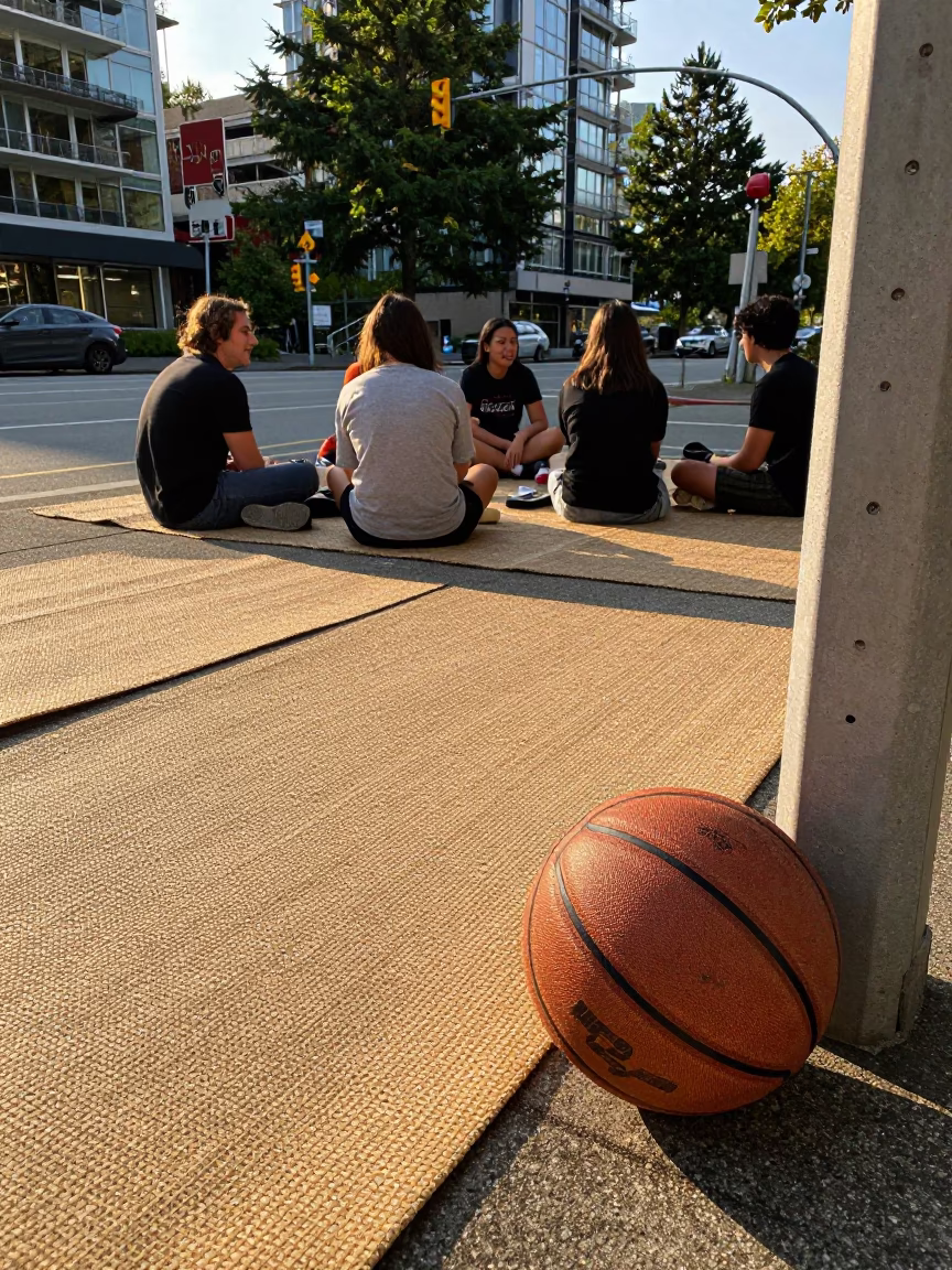 Street Corner in Vancouver at Late Afternoon Light in in Vancouver, British Columbia, Canada
