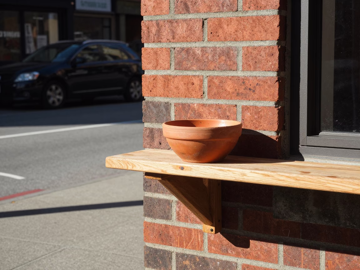Street Corner in Vancouver at The Flat Glare Of Noon Light in in Vancouver, British Columbia, Canada